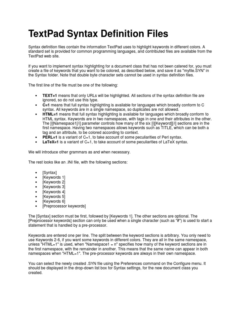 Textpad Syntax Definition Files Reserved Word Html Element
