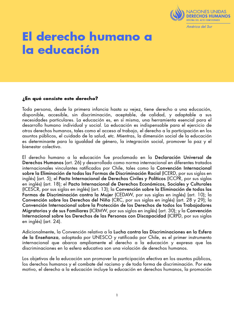 23 El Derecho Humano A La Educacion | PDF | Enseñando | Invalidez