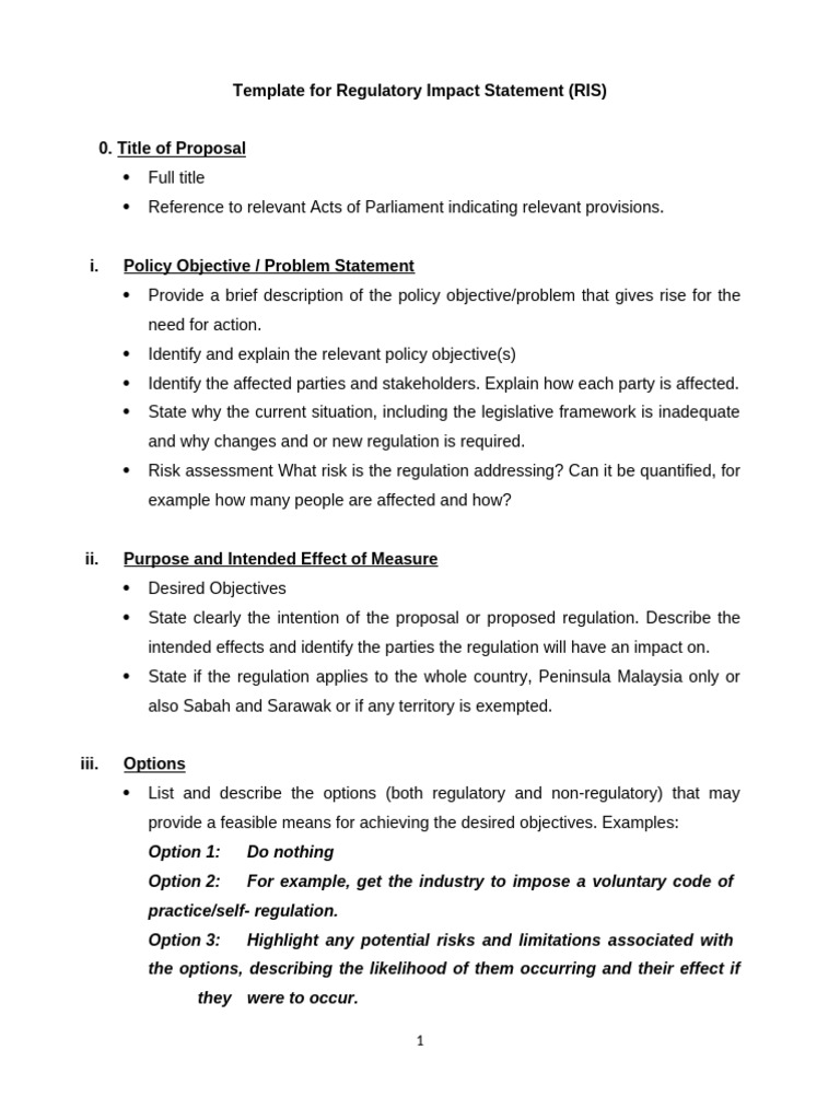RIS Template Overview and Guidelines | PDF | Risk | Policy