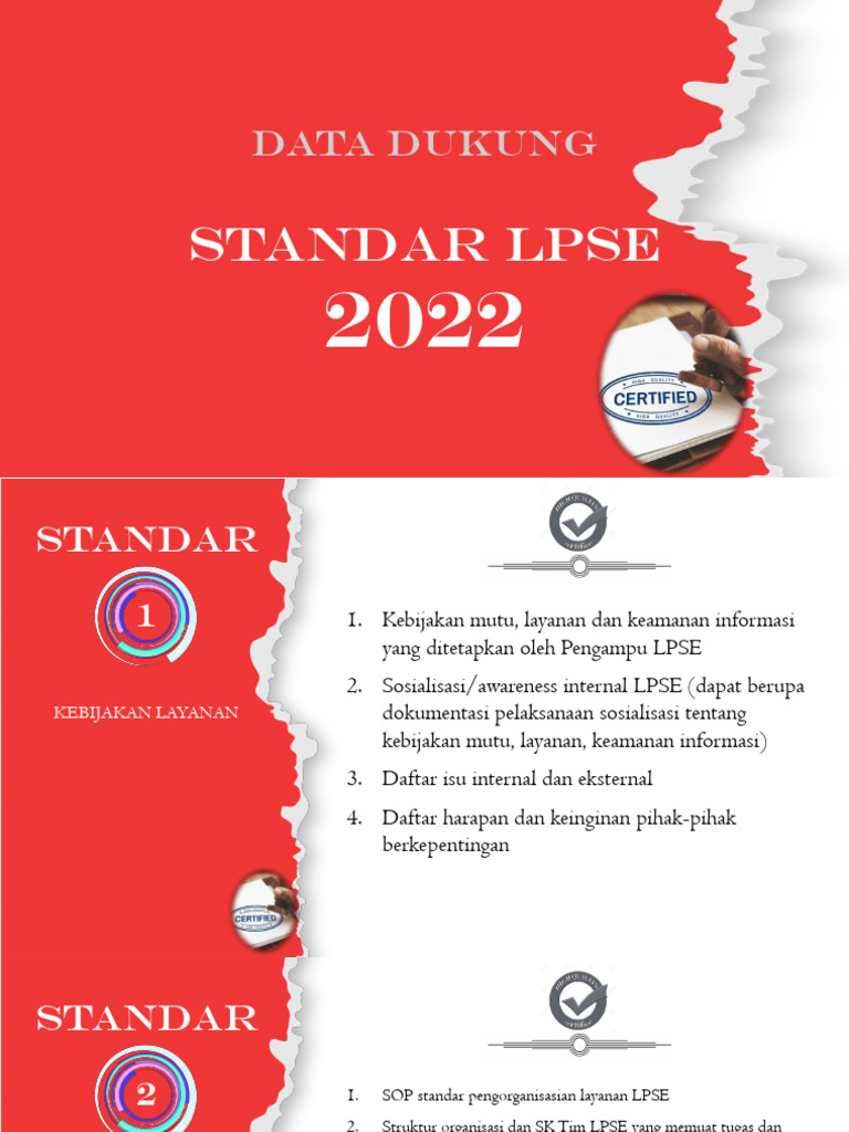 Standar LPSE 2022 untuk Pengelolaan Layanan | PDF