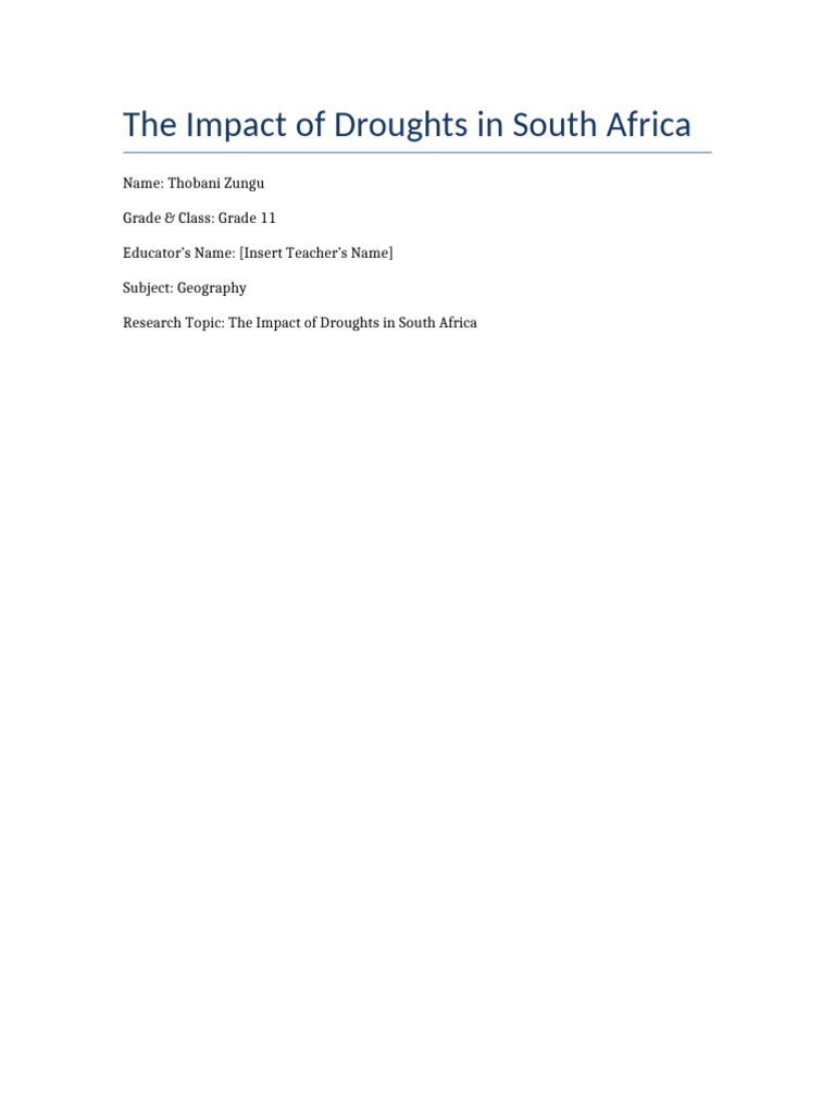 Impact of Droughts in South Africa | PDF | Drought | Agriculture