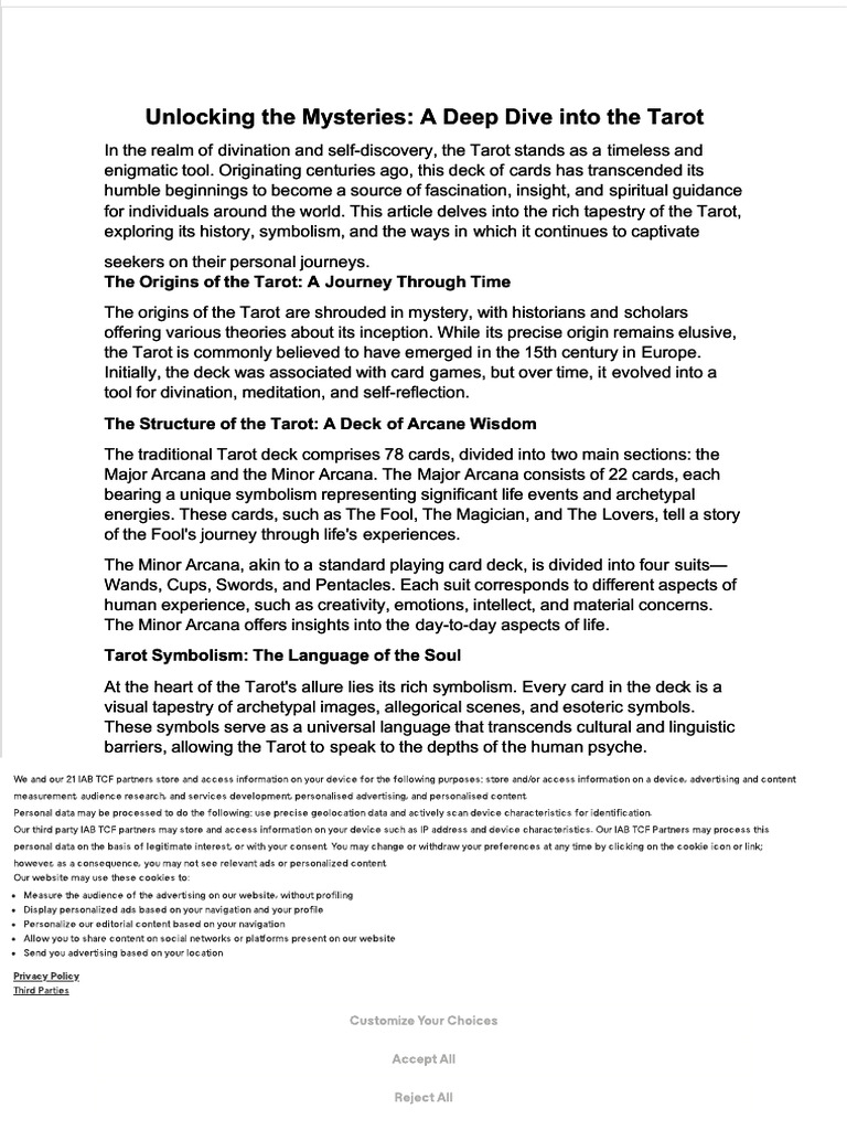 Unlocking The Mysteries PDF Major Arcana Tarot