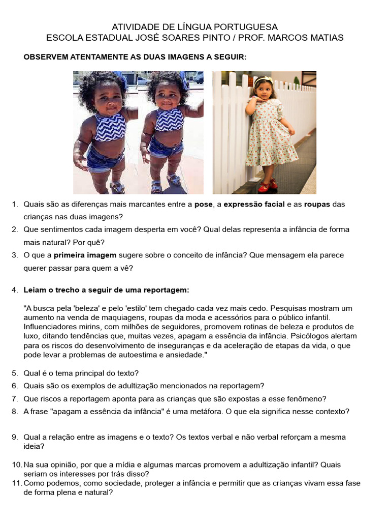 Adultização Infantil: Riscos e Reflexões | PDF