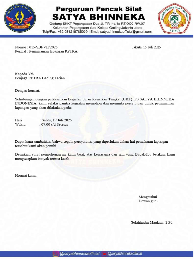 Surat Permohonan RPTRA | PDF