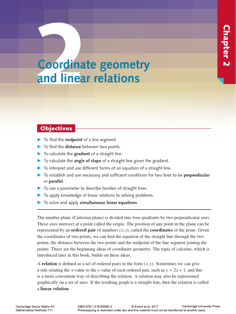 Coordinate Geometry and Linear Relations: Objectives | PDF | Line ...