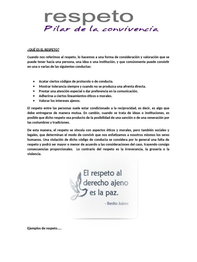 Definición y Ejemplos de Respeto | PDF