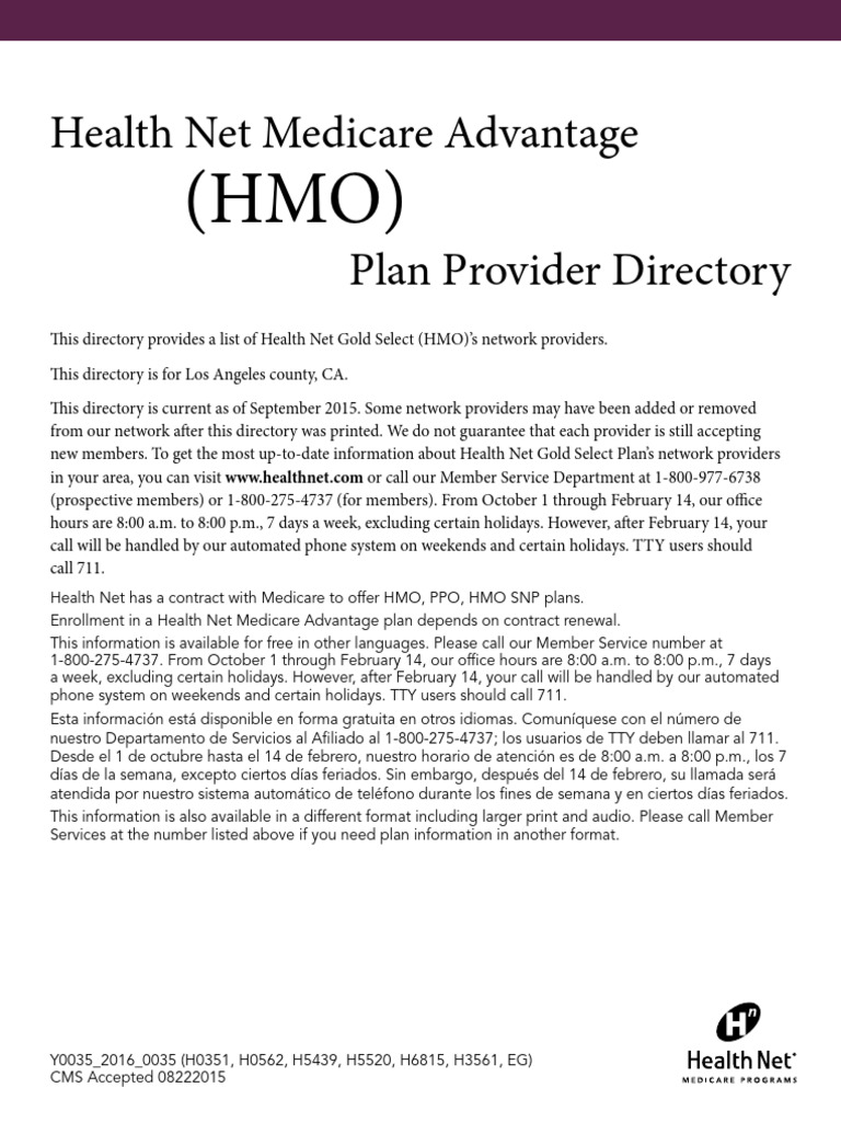 Health Net Gold Select HMO Provider List | PDF | Health Care | Medicine
