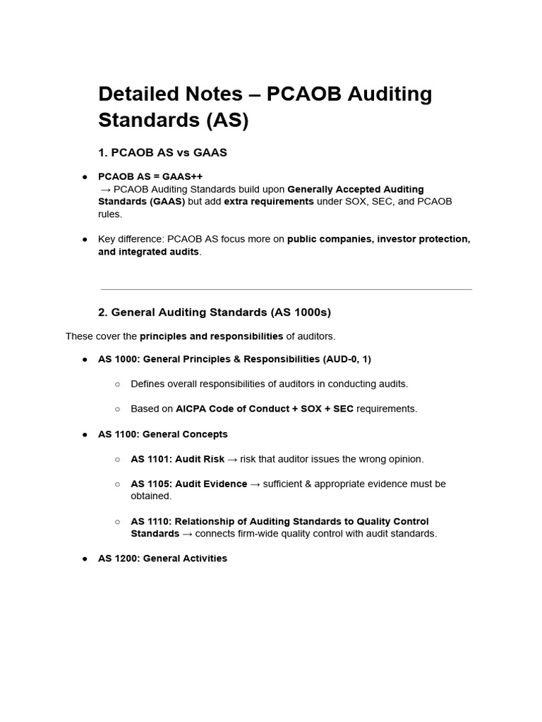 PCAOB Auditing Standards Overview | PDF | Audit | Internal Control