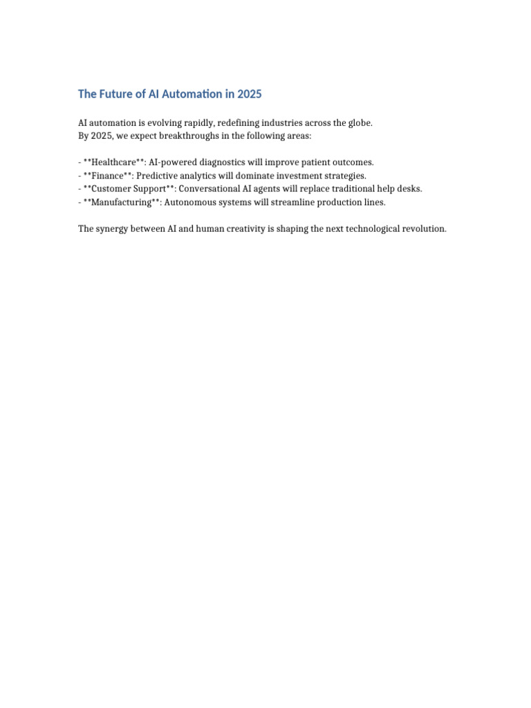 The Future of AI Automation in 2025 | PDF