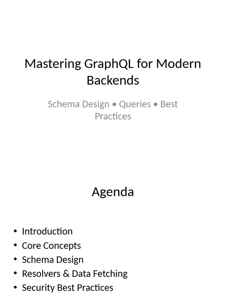 Mastering GraphQL For Modern Backends | PDF