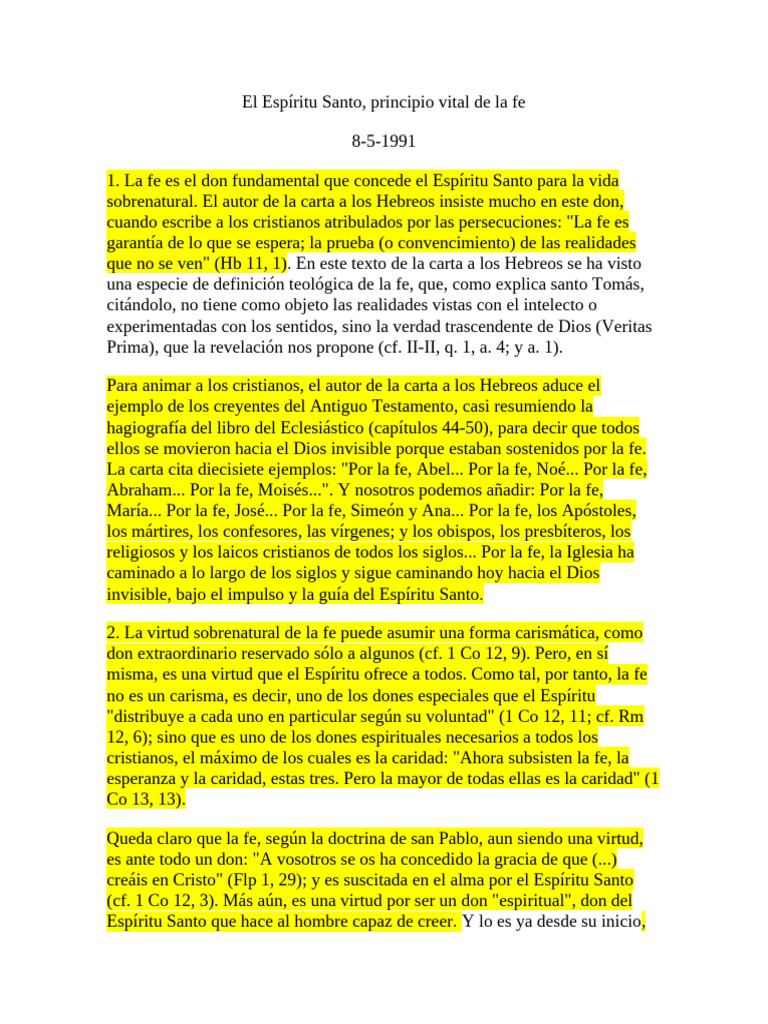 Fe y Espíritu Santo en la vida cristiana | PDF | Fe | espíritu Santo