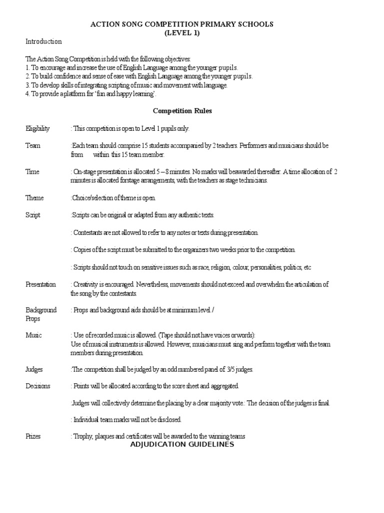 Primary School Action Song Competition | PDF | Linguistics | Semiotics