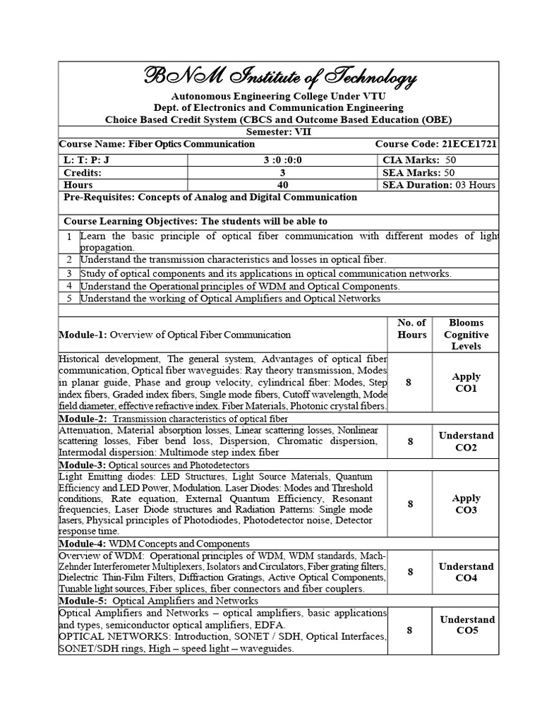Fiber Optics Communication Course Overview | PDF | System On A Chip ...