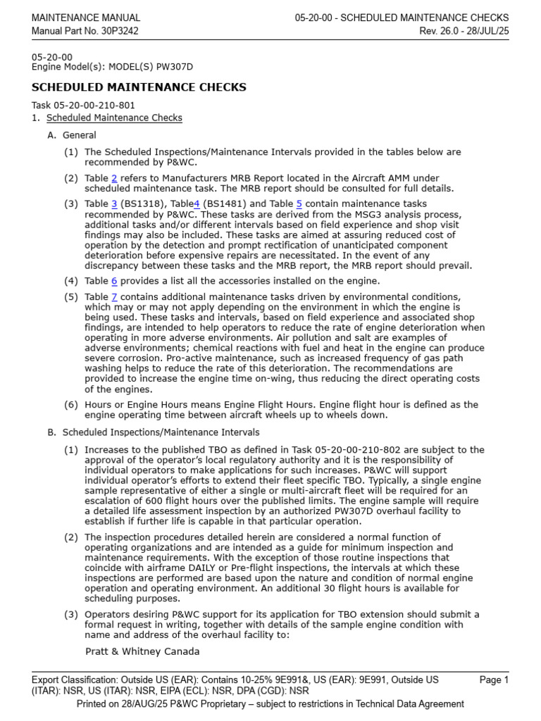PW307D Engine Scheduled Maintenance Guide | PDF | Mechanical Engineering