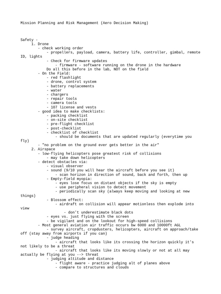Drone Mission Planning & Risk Management | PDF | Unmanned Aerial ...