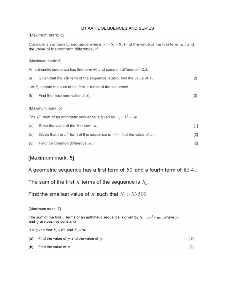 d1 Aa HL Sequences and Series-1 | PDF