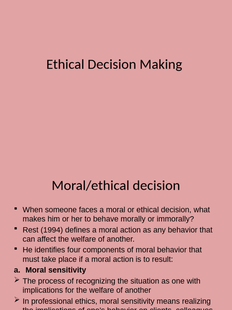Ethical Decision Making Model | PDF | Morality | Psychology