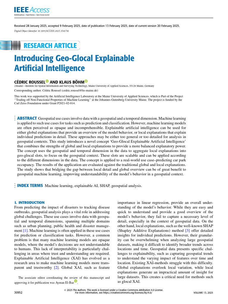 Geo-Glocal Explainable AI for Geospatial Data | PDF | Machine Learning ...
