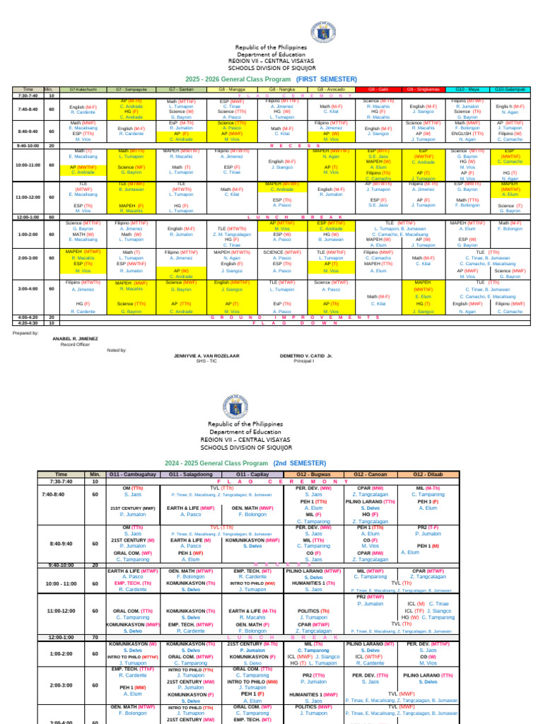 Edited Gen Class Program 2025-26-1st Sem - Final | PDF