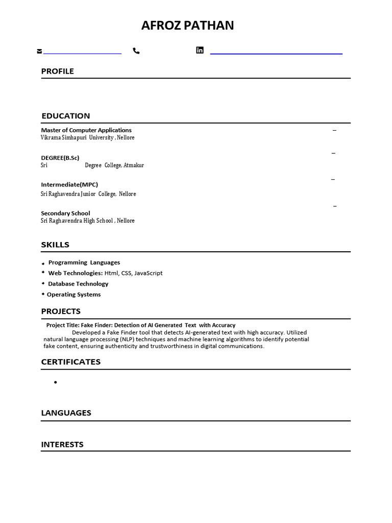 Afroz Pathan: Profile and Skills Overview | PDF