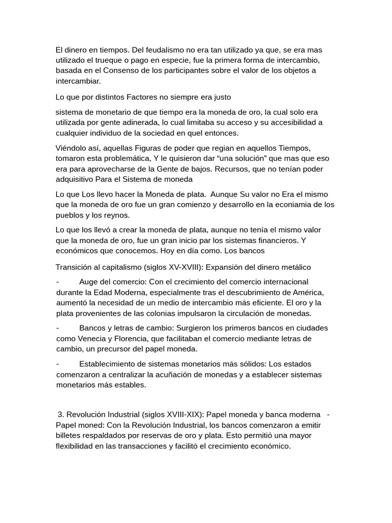 Evolución del Dinero a lo Largo de la Historia | PDF | Dinero ...