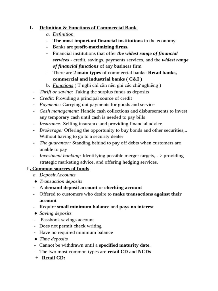 Functions and Sources of Commercial Banks | PDF | Repurchase Agreement ...