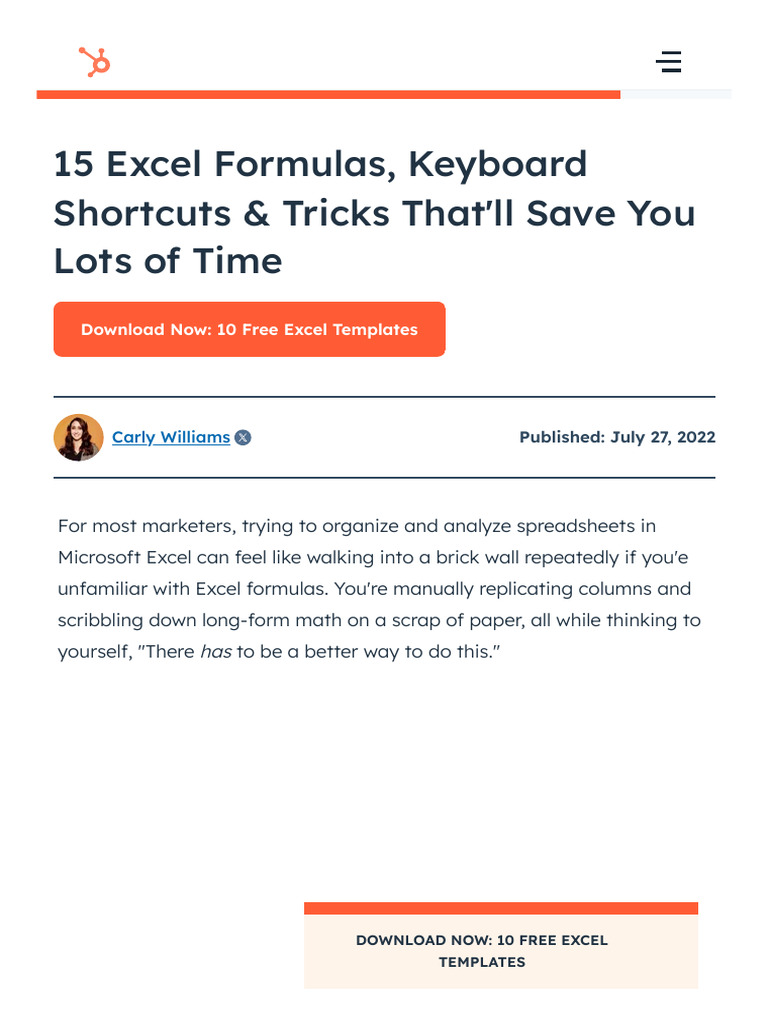 15 Excel Formulas, Keyboard Shortcuts & Tricks That'Ll Save You Lots of ...