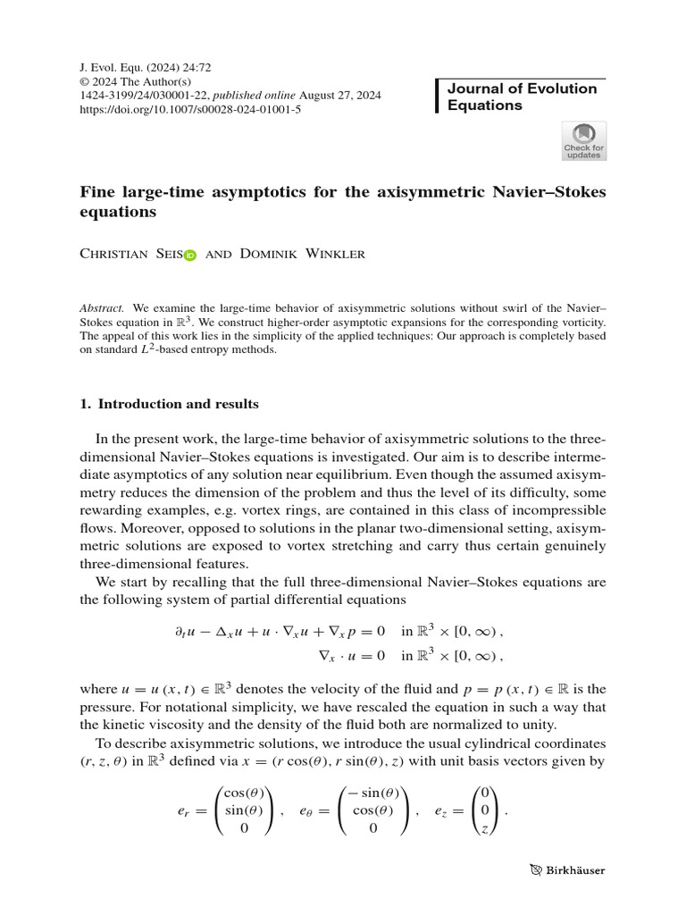 Fine Large-Time Asymptotics For The Axisymmetric Navier-Stokes ...