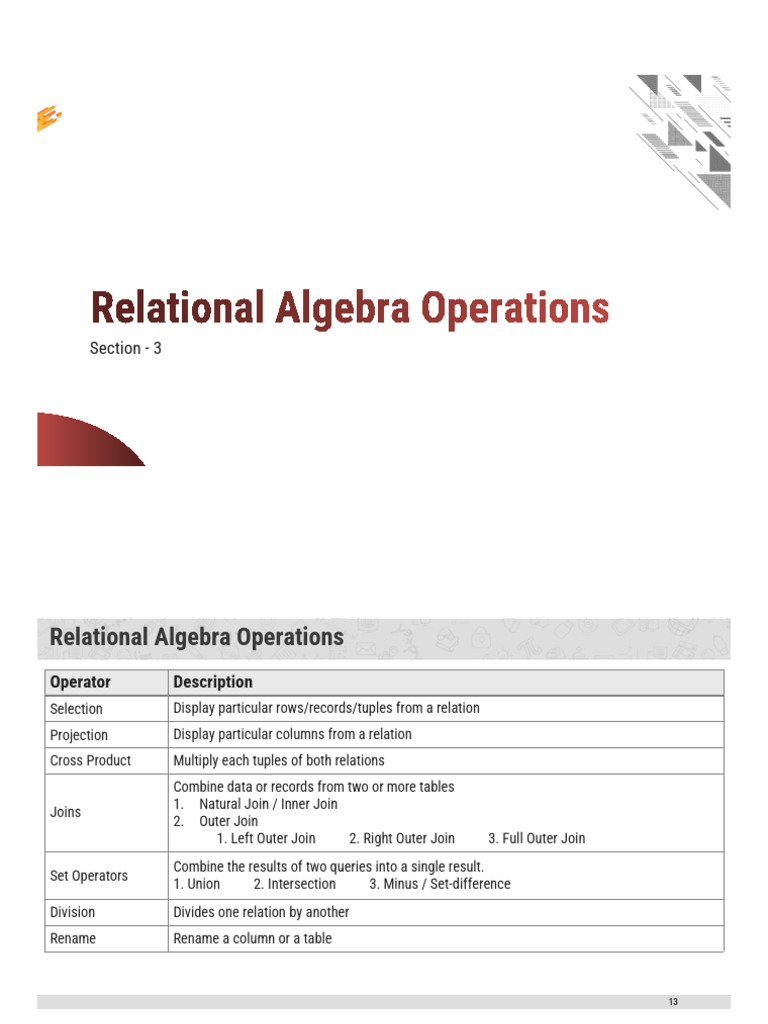 Relational Algebra Operations Overview | PDF | Data Management Software ...