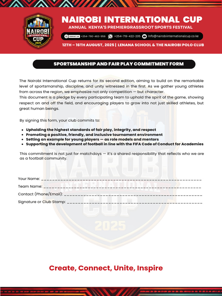 Sportsmanship and Fair Play Commitment Form 2025 | PDF