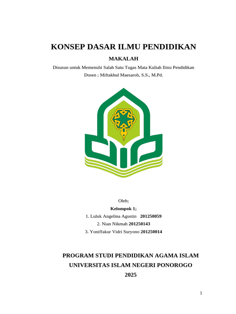 Konsep Dasar Ilmu Pendidikan | PDF