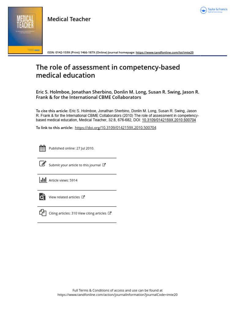 Assessment in Competency-Based Medical Education | PDF | Medical ...