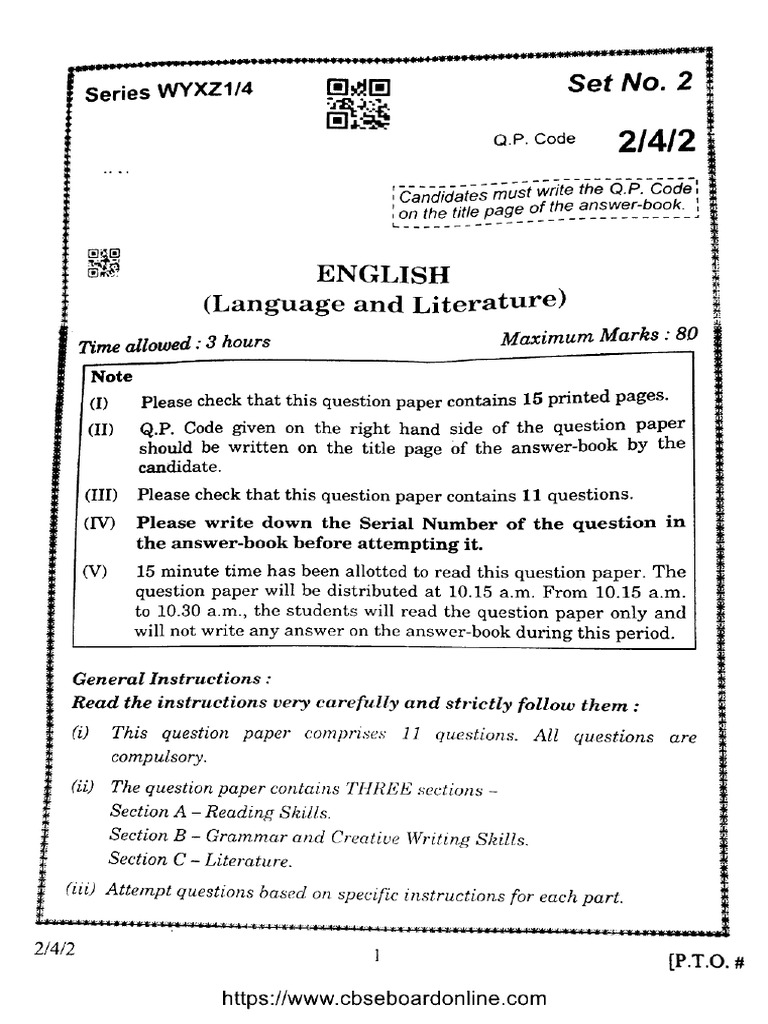 Cbse Class 10 English Language and Literature Wyxz1 4 Set 2 2023 | PDF