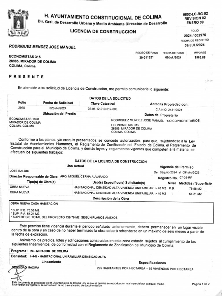 Licencia de Construccion | PDF