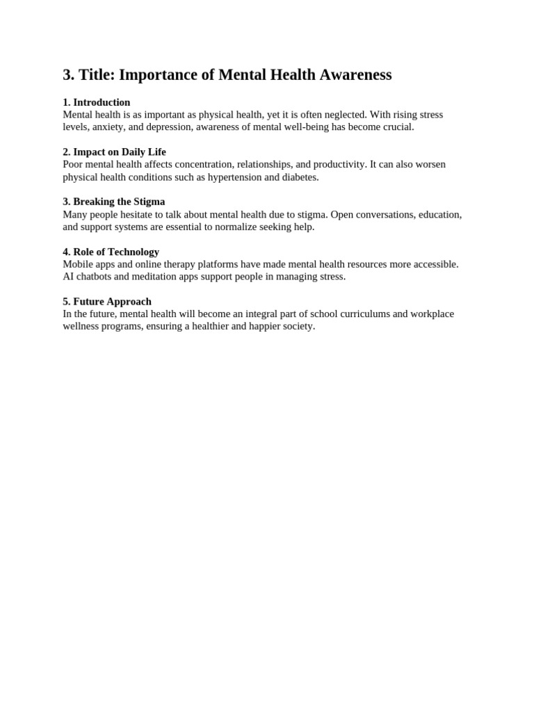Mental Health Awareness and Impact | PDF
