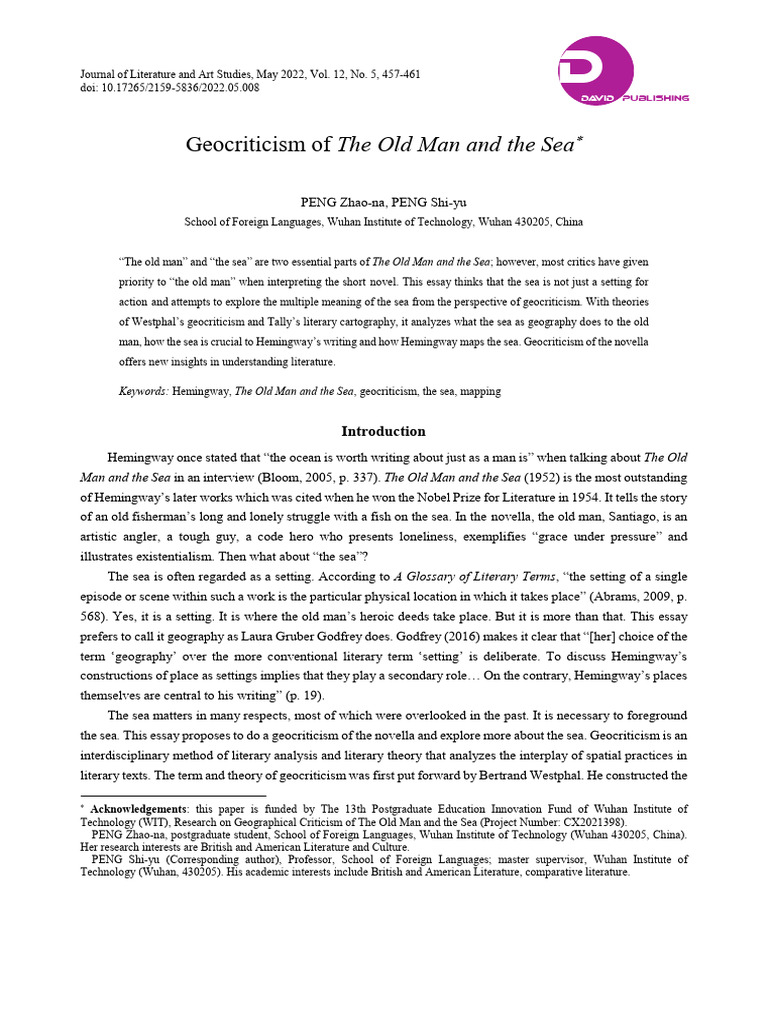 Geocriticism in Hemingway's Sea Narrative | PDF