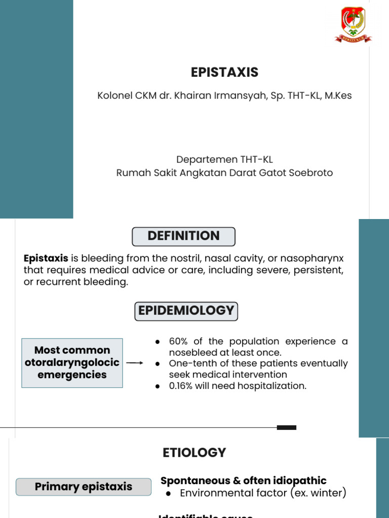 Understanding and Managing Epistaxis | PDF | Bleeding | Medical Specialties