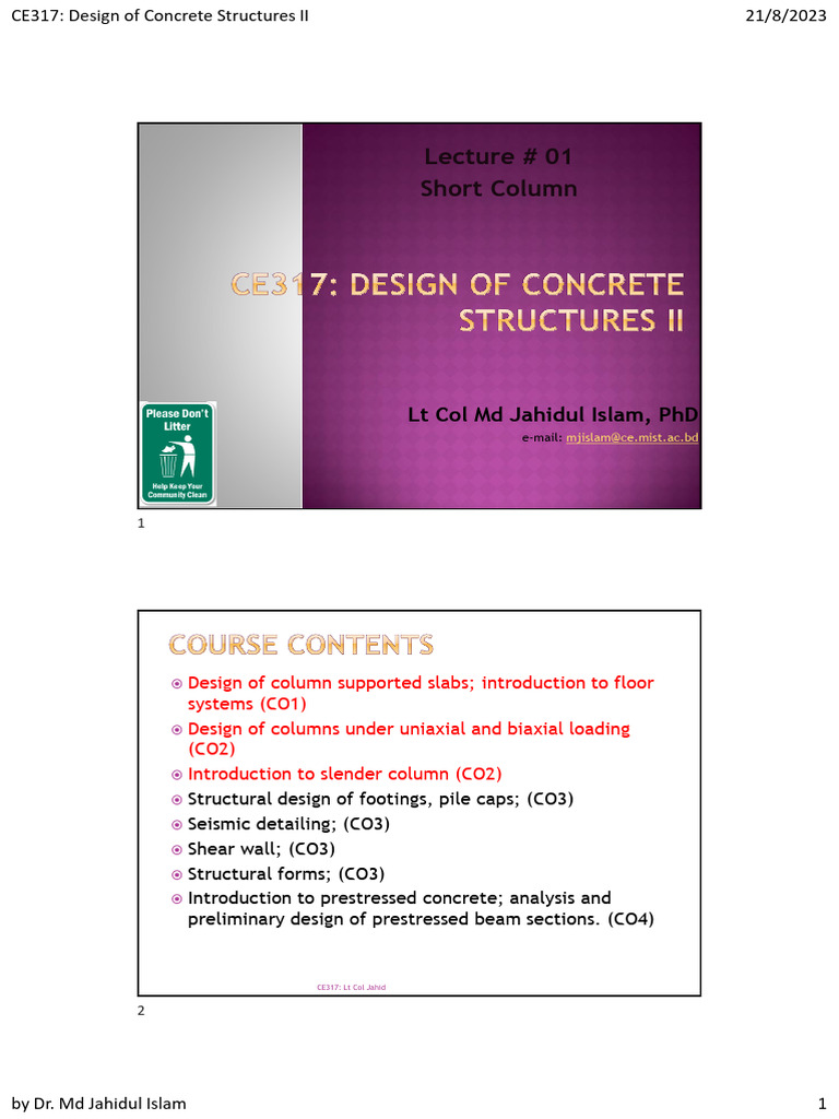 ACI 317 Guidelines for Concrete Columns | PDF | Buckling | Column