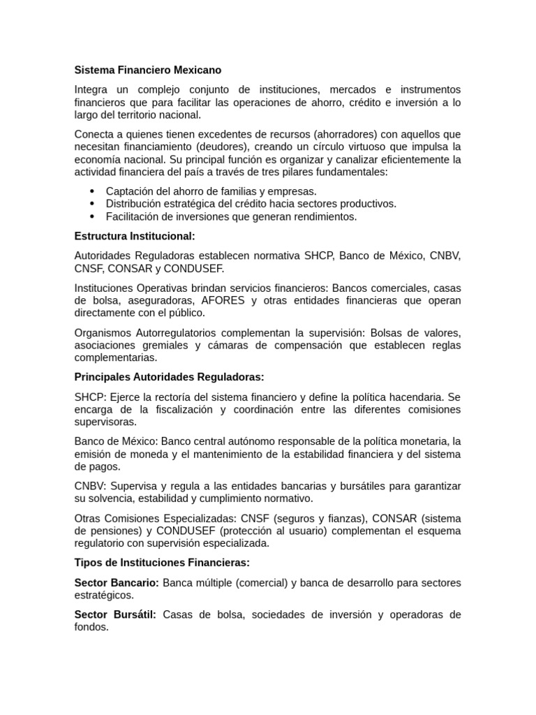 Estructura y Función del Sistema Financiero Mexicano | PDF | Bancos | Bolsa