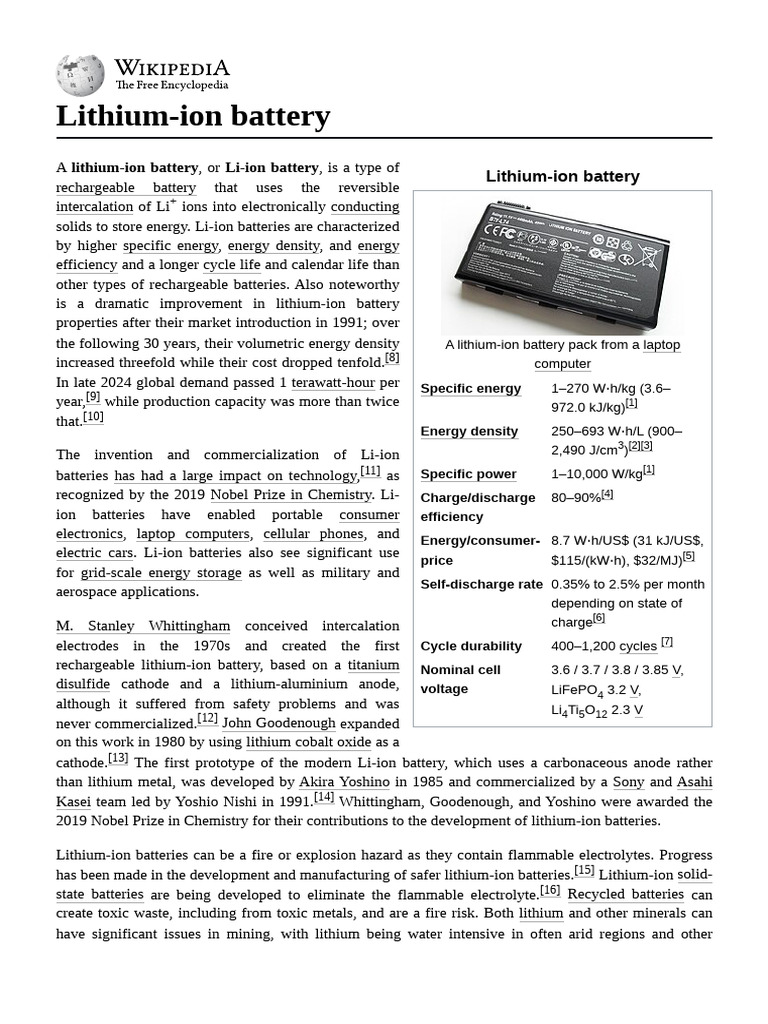 Overview of Lithium-Ion Batteries | PDF | Lithium Ion Battery | Electrode