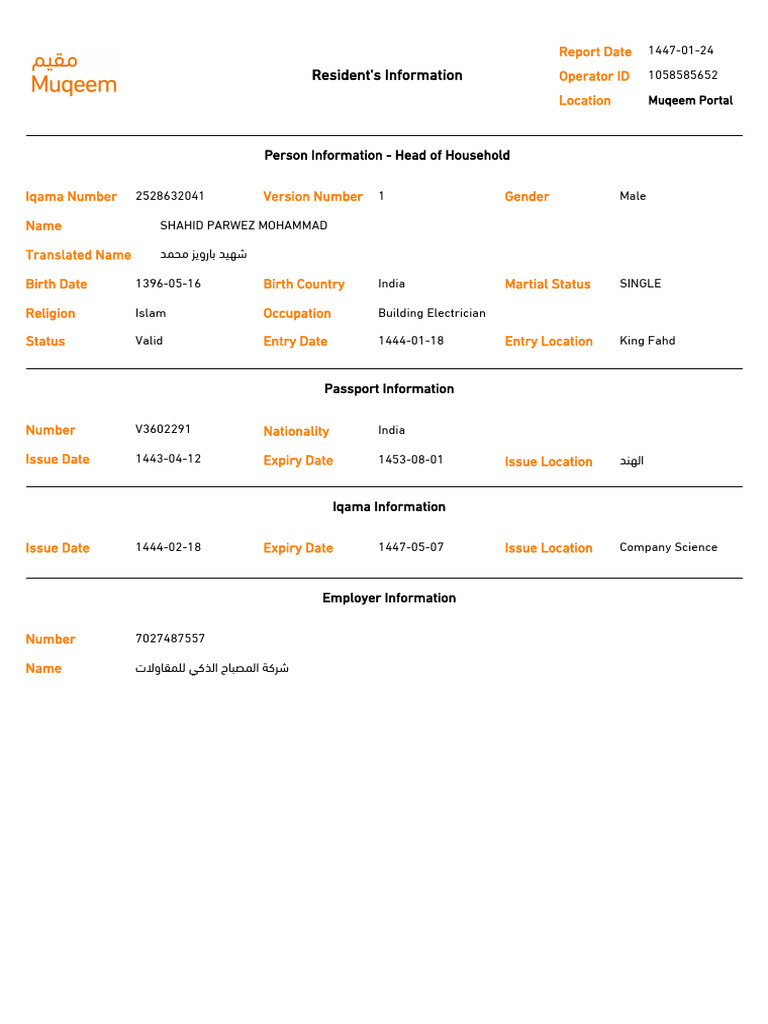 Muqeem Profile 2528632041 | PDF
