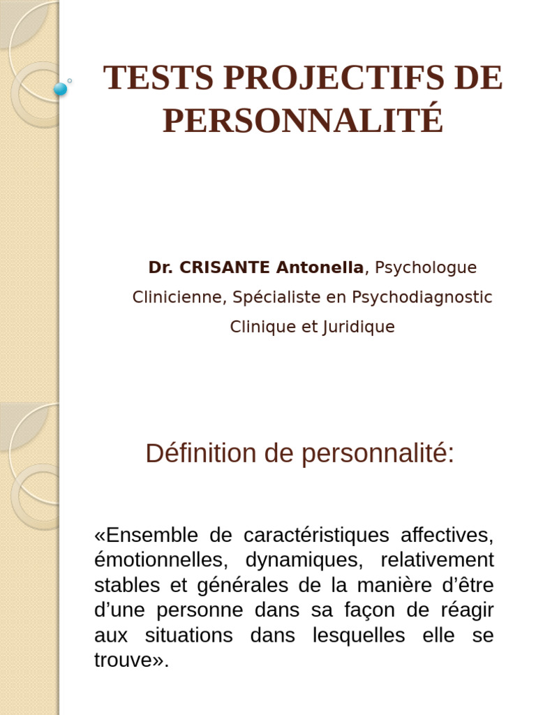 Tests projectifs de personnalité et théories | PDF | Sciences ...