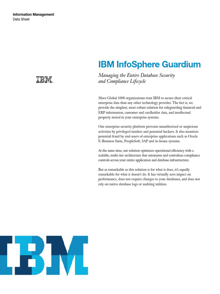 IBM InfoSphere Guardium Overview | PDF | Databases | Security