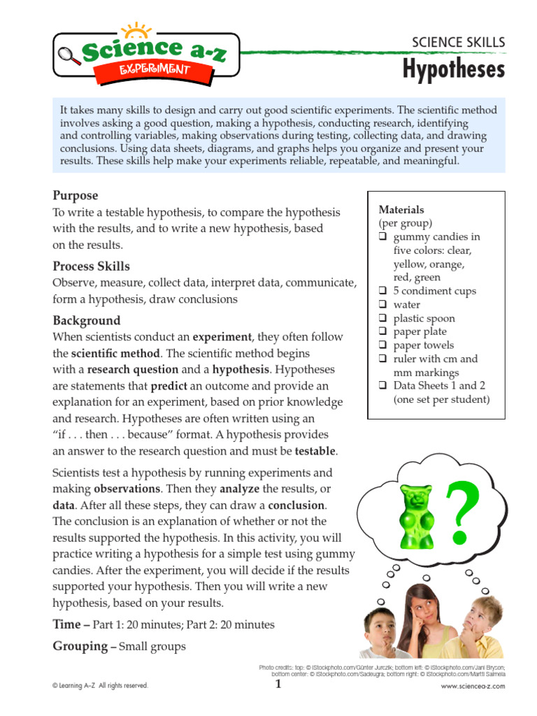 9-10 Hypothesis Activity | PDF | Hypothesis | Experiment