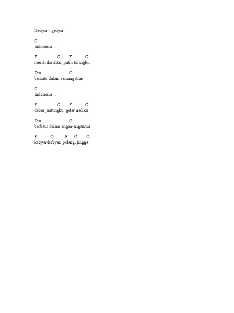 Cord Lirik Gebyar Gebyar