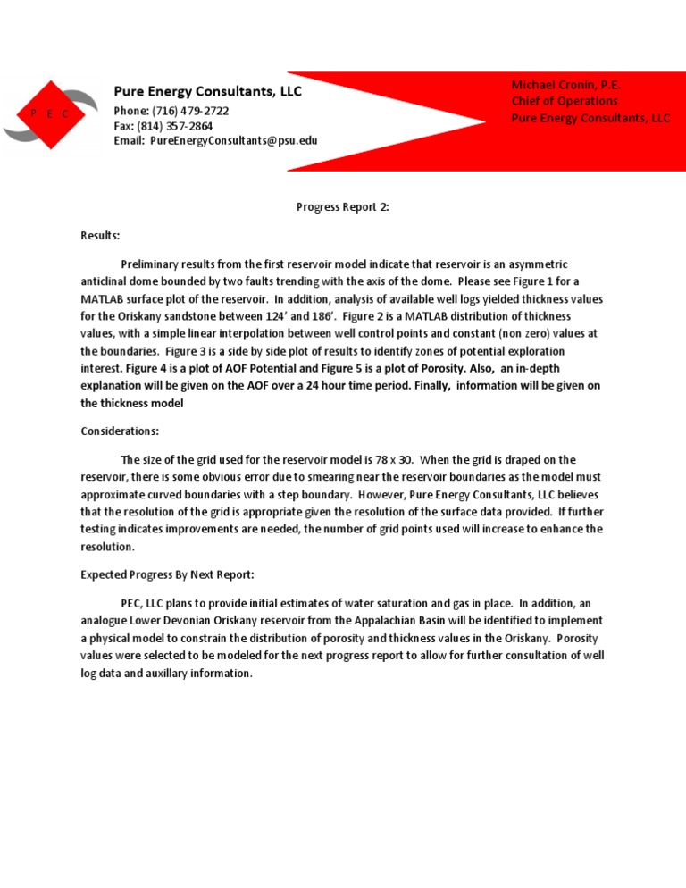 Oriskany Reservoir Model Progress Report | PDF | Technology & Engineering