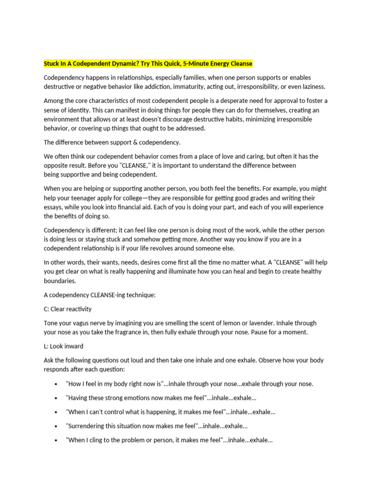 Stuck in A Codependent Dynamic | PDF | Behavioural Sciences | Social ...
