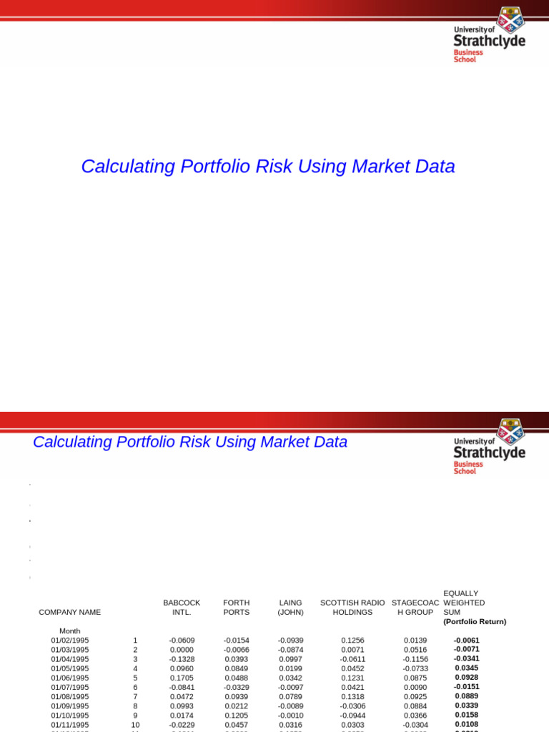 Portfolio Risk Calculation with Excel | PDF | Standard Deviation | Variance