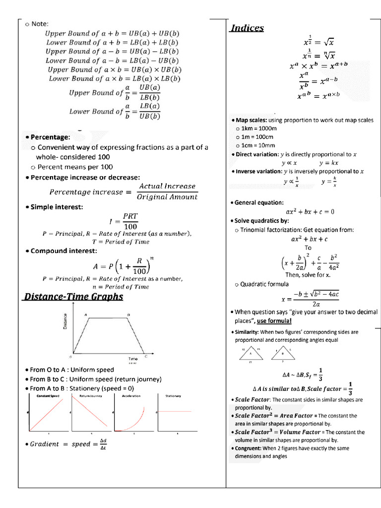 Extended Maths Formulae Sheet (21 April 2019) | PDF