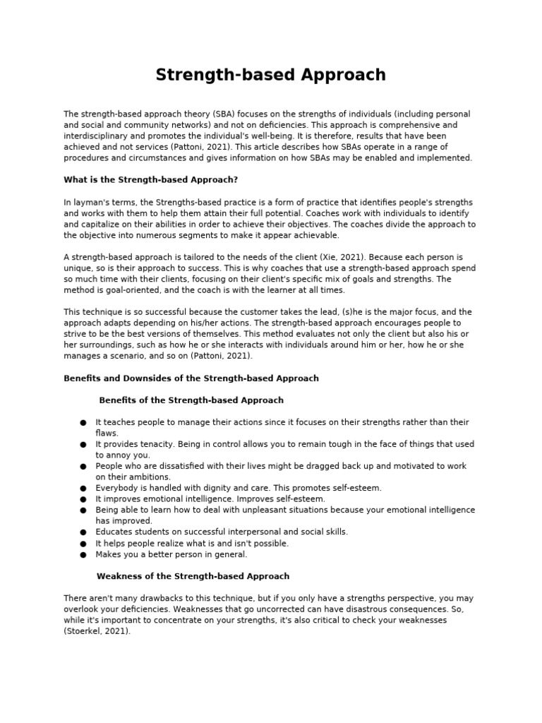 Strength Based Approach | PDF | Behavioural Sciences | Mental Health